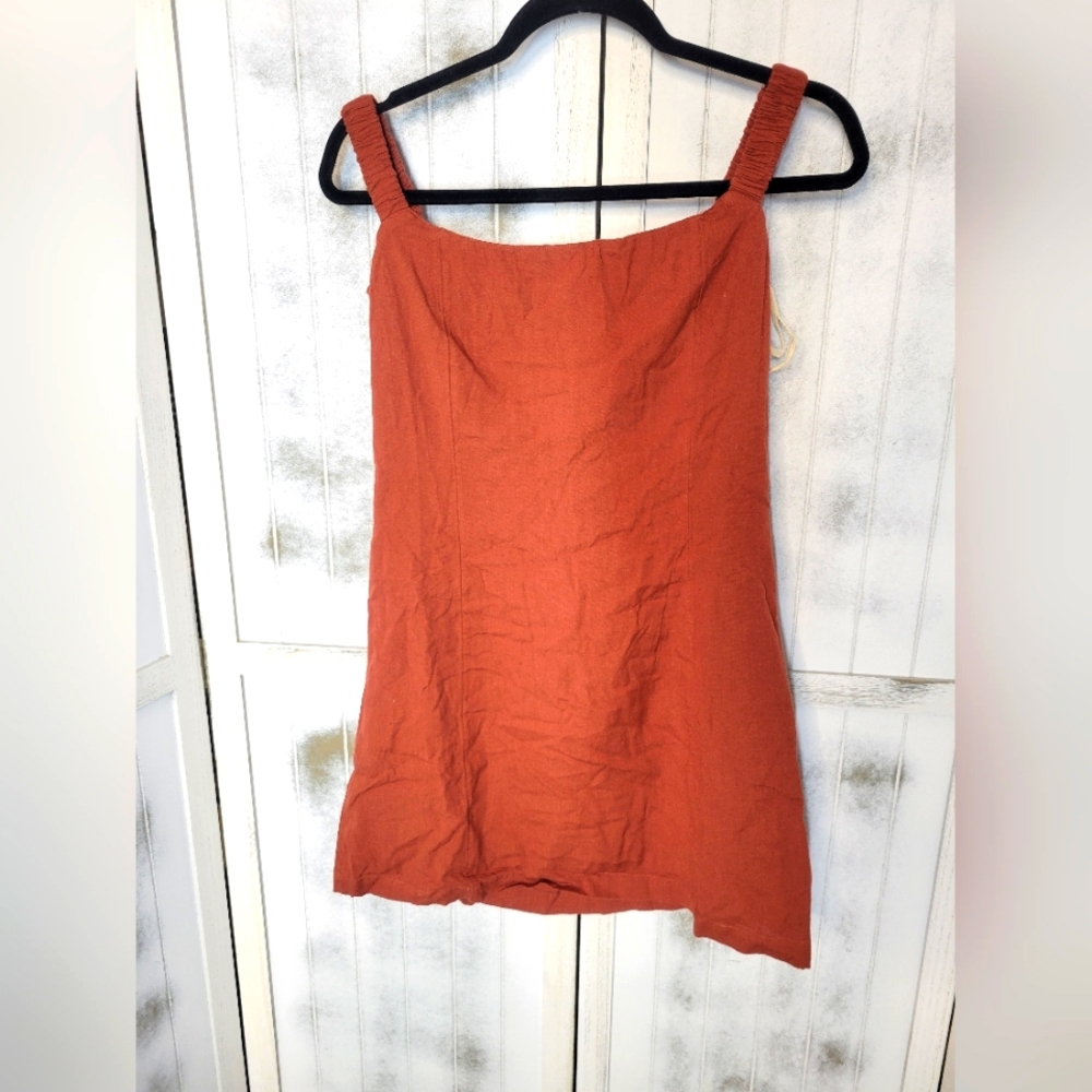 Nwot Free People  Close To Heart Mini Dress Brown Linen Blend